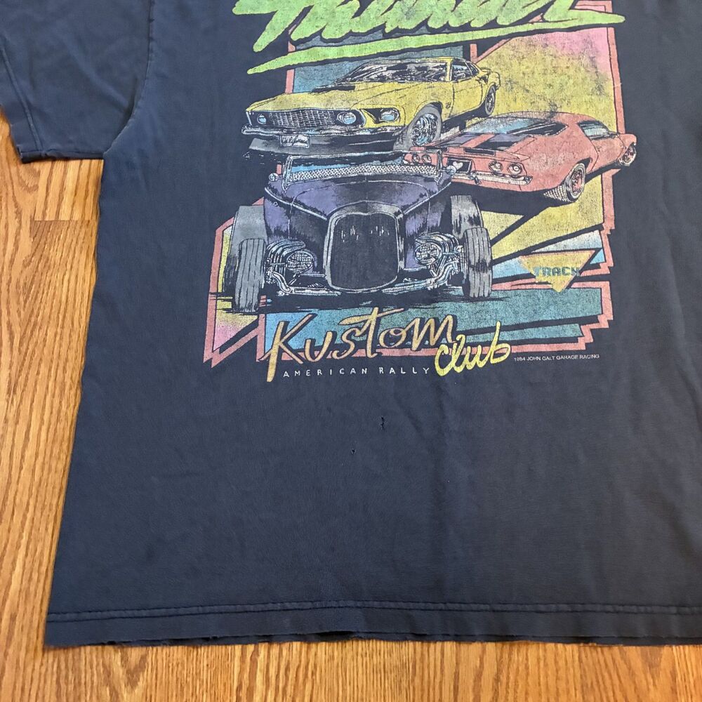 John Galt Vintage Distressed Off Shoulder Race Car Graphic Grunge Y2K Tee - Picture 3 of 8